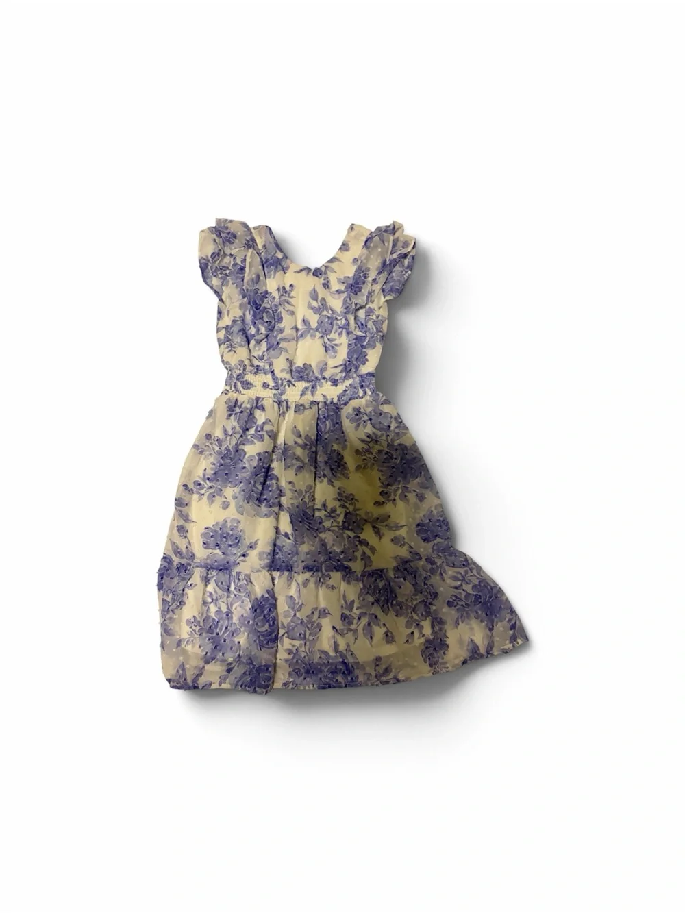 The Children's Place White Dress with Lavender Floral Print